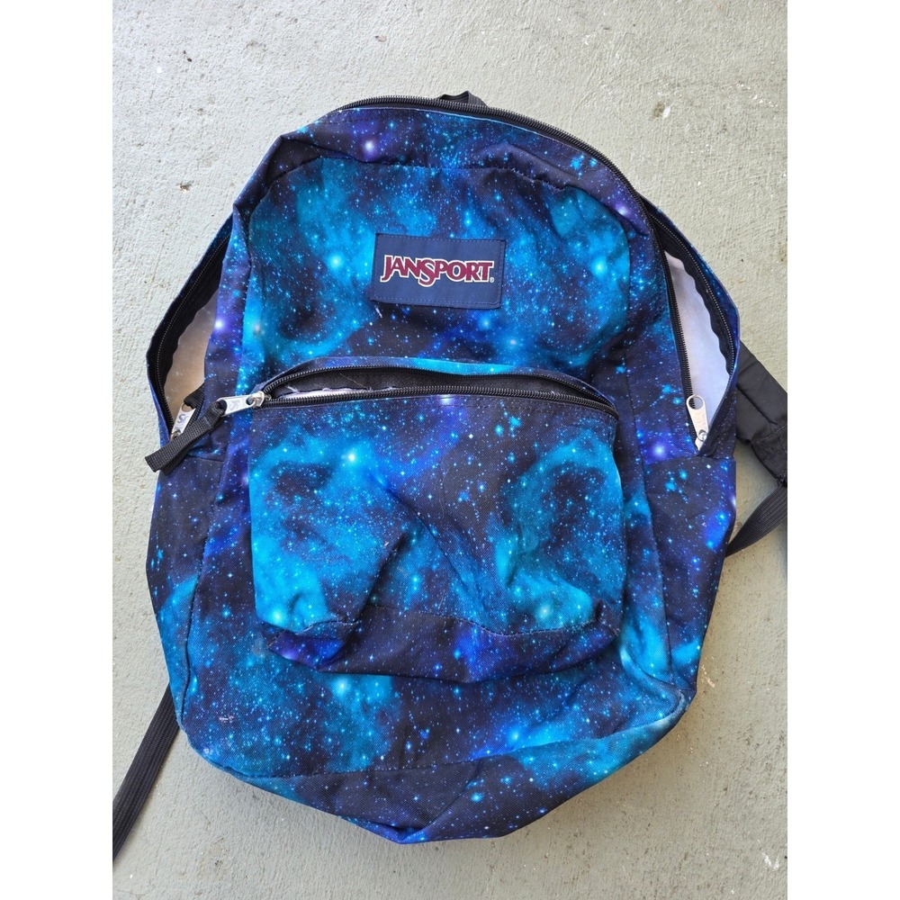 JanSport SuperBreak Backpack Blue Purple Galaxy Nebula Space Print School Bag E3 - Picture 2 of 16
